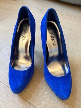 Cathy Jean Royal Blue Suede Pointed-Toe Pumps